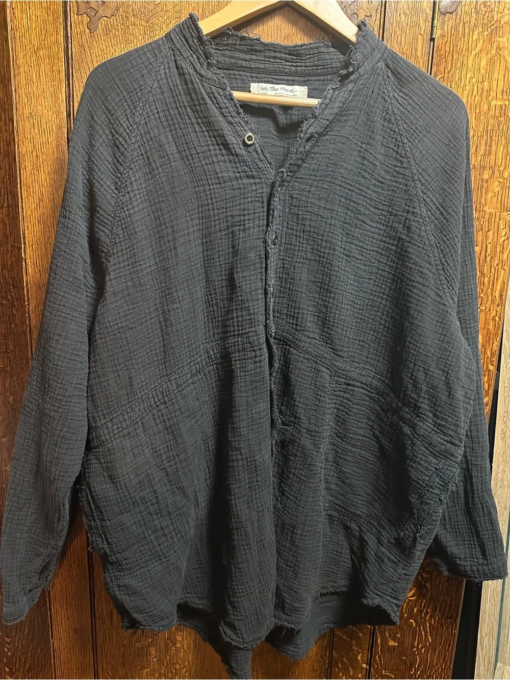 We The Free Black Textured Button-Front Shirt - Picture 1 of 11